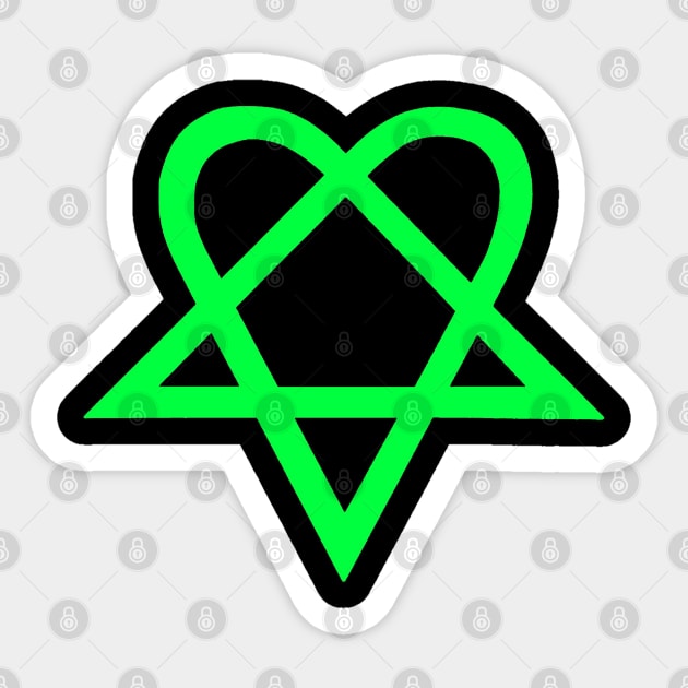 Bam Margera Heartagram HIM Lime Green Sticker by The_Shape